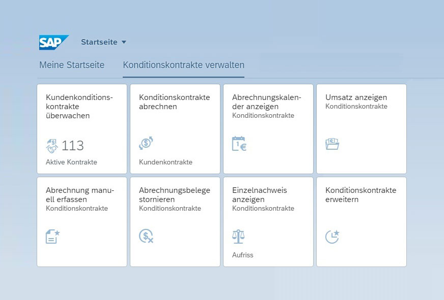 SAP Dashboard Kunden-Konditionskontrakte
