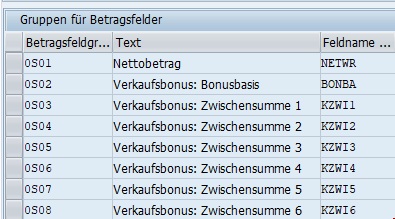 Gruppe der Betragsfelder in SAP CCM