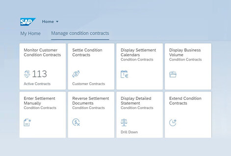 SAP Fiori dashboard for managing supplier condition contracts