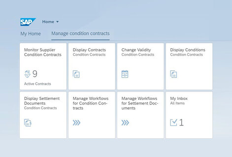 SAP Fiori dashboard for managing customer condition contracts